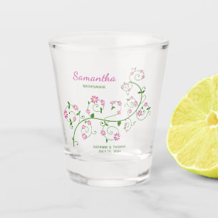 Personalisiertes Brautjungfern-Blumen-Shotglas Schnapsglas