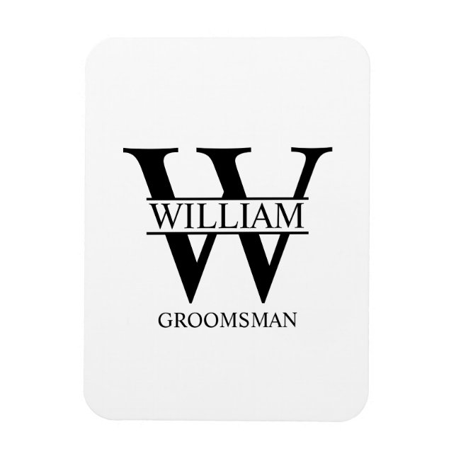 Personalisiertes Brautjunggesellen-Monogramm & Nam Magnet (Vertikal)