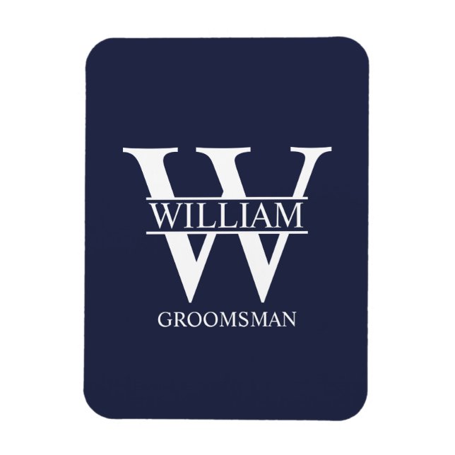 Personalisiertes Brautjunggesellen-Monogramm & Nam Magnet (Vertikal)