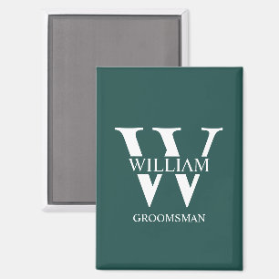 Personalisiertes Brautjunggesellen-Monogramm & Nam Magnet