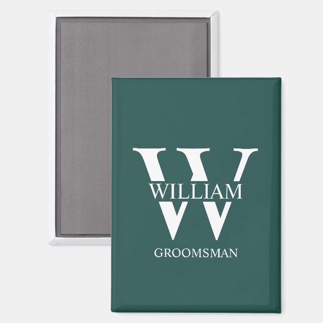 Personalisiertes Brautjunggesellen-Monogramm & Nam Magnet (Vorderseite/Rückseite)