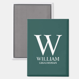 Personalisiertes Brautjunggesellen-Monogramm & Nam Magnet