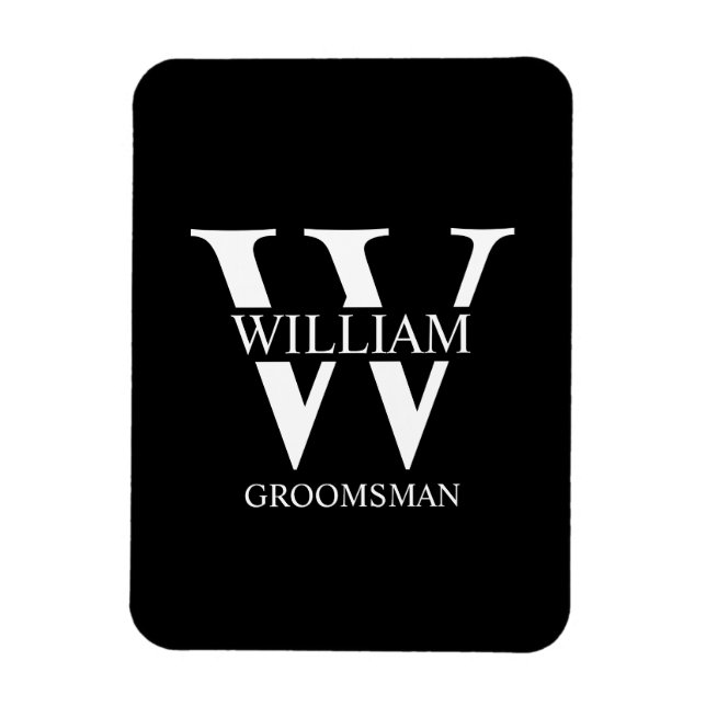 Personalisiertes Brautjunggesellen-Monogramm & Nam Magnet (Vertikal)