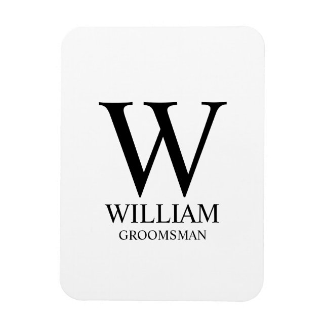 Personalisiertes Brautjunggesellen-Monogramm & Nam Magnet (Vertikal)