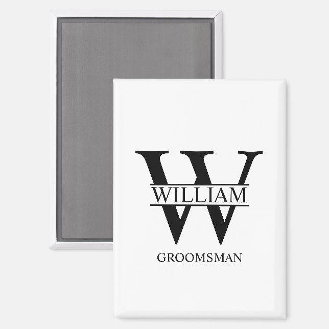 Personalisiertes Brautjunggesellen-Monogramm und - Magnet (Vorderseite/Rückseite)