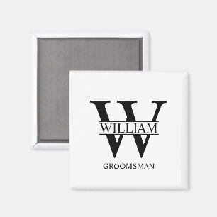 Personalisiertes Brautjunggesellen-Monogramm und - Magnet