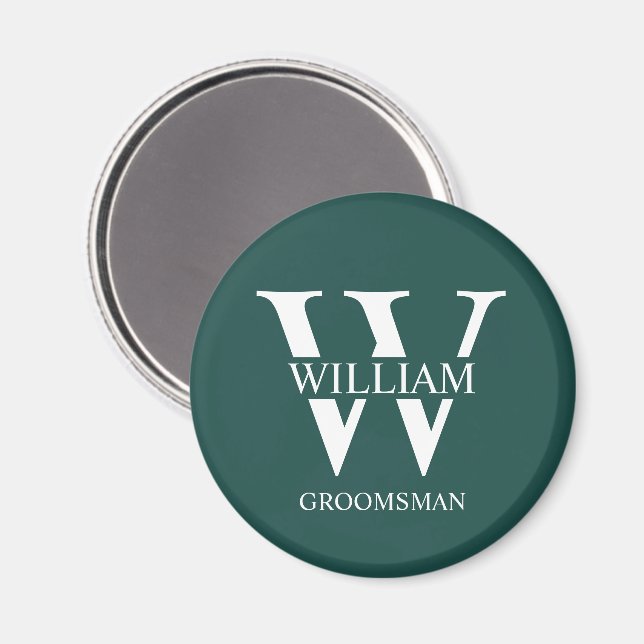 Personalisiertes Brautjunggesellen-Monogramm und N Magnet (Vorderseite/Rückseite)