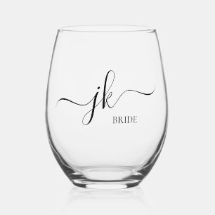 Personalisiertes Brautnamen-Monogramm Weinglas Ohne Stiel