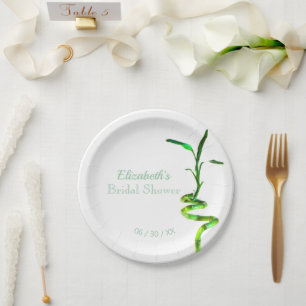 Personalisiertes Brautparty Lucky Bamboo Gelb  Pappteller