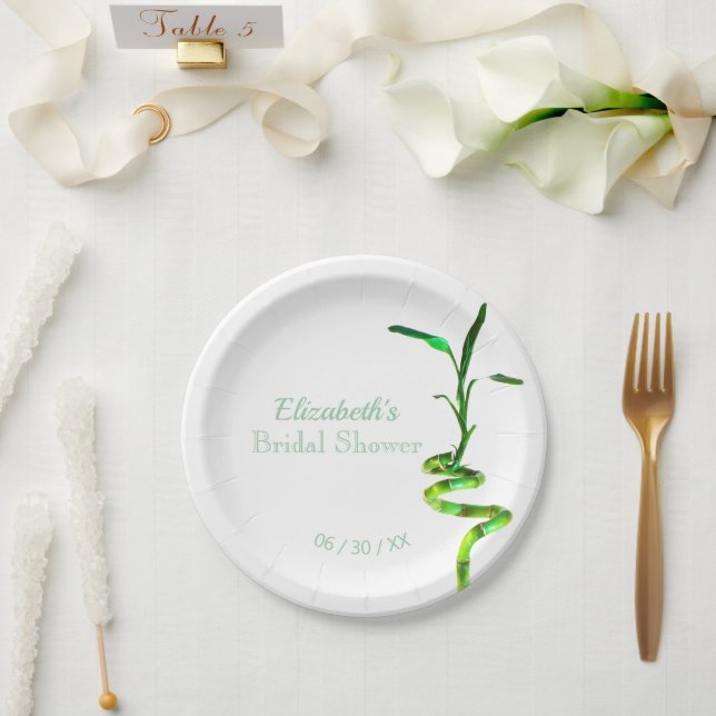 Personalisiertes Brautparty Lucky Bamboo Gelb Pappteller (Hochzeit)
