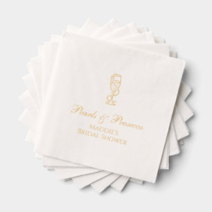 Personalisiertes Brautparty Perlen & Prosecco Gold Servietten Mit Folie