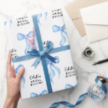 Personalisiertes Brautparty von Blue Bow Geschenkpapier<br><div class="desc">Blue Bow Personalisiert Brautparty Wrapping Paper. Perfekt für die trendigen Party-Themen "She's band the knot". Personalisieren Sie sich mit dem Namen und der Veranstaltung der zukünftigen Braut. © Kimbellished,  LLC</div>
