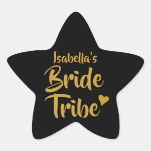 Personalisiertes Brauttribe Gold Herz Stern-Aufkleber