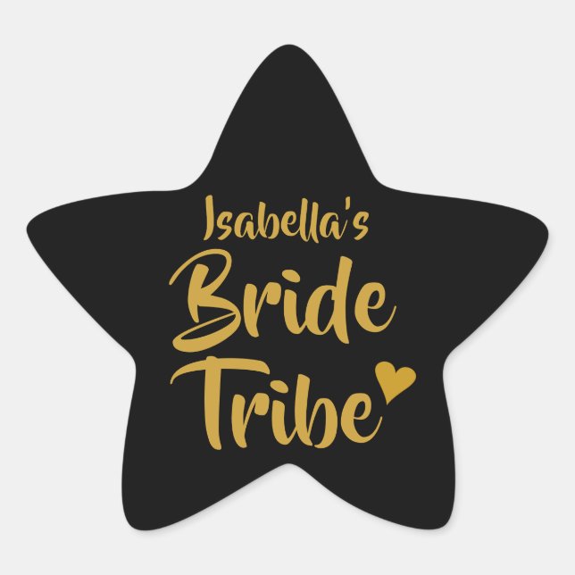 Personalisiertes Brauttribe Gold Herz Stern-Aufkleber (Vorderseite)