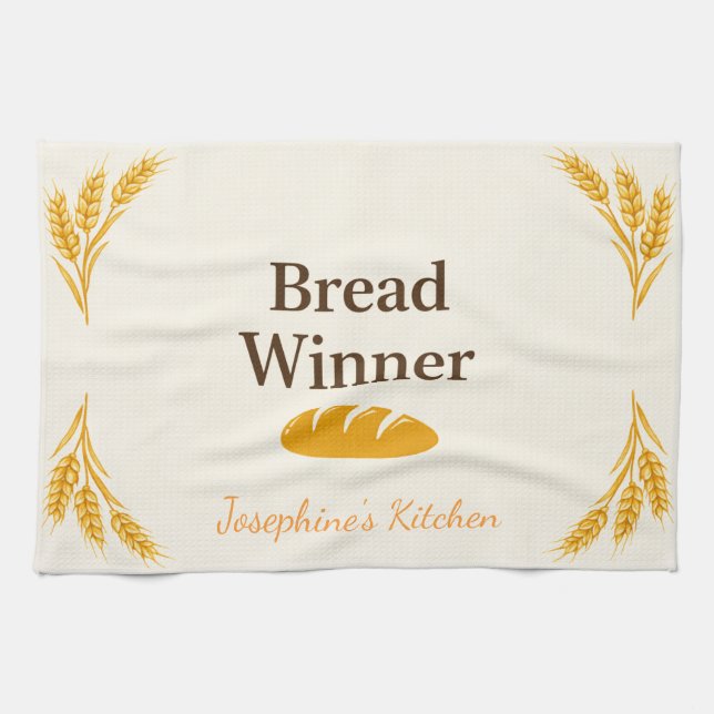 Personalisiertes Bread Winner-Trendy Elegant Teetu Geschirrtuch (Horizontal)