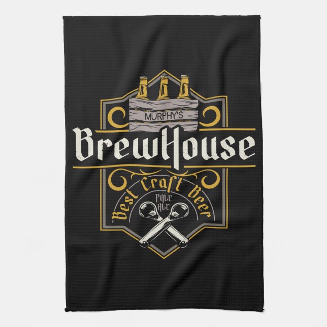 Personalisiertes BrewHouse Best Craft Bier Ale Bar Geschirrtuch (Vertikal)