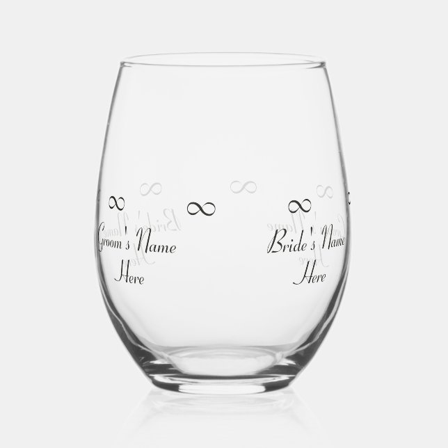 Personalisiertes Bride & Groom-Symbol für Unendlic Weinglas Ohne Stiel (Links)