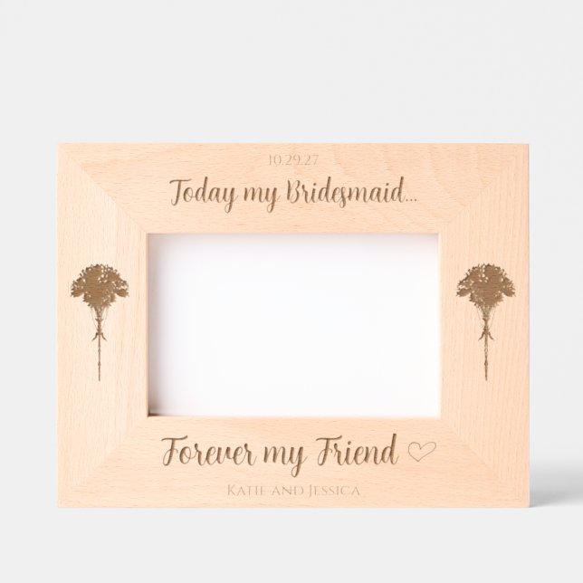 Personalisiertes Bridesmaid-Geschenk (Datum und Na Geätzte Rahmen (Vorderseite)