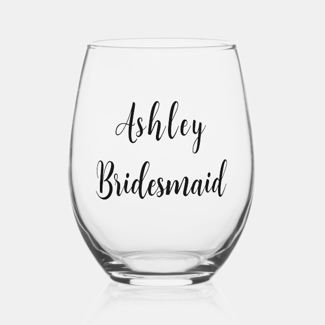 Personalisiertes Bridesmaid Weinglas Weinglas Ohne Stiel (Vorderseite)