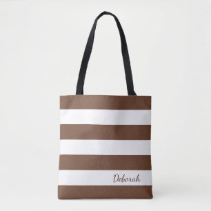 Personalisiertes Brown und weiße gestreifte Tasch Tasche