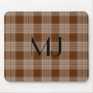 Personalisiertes Brown und weißes kariertes Mousepad