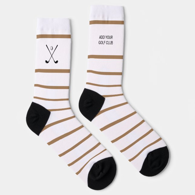 Personalisiertes Brown White Strip Golf Club Socken (Rechts)