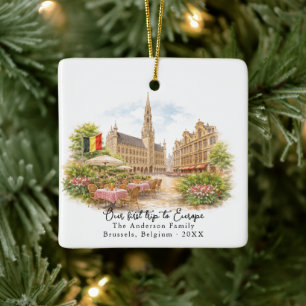 Personalisiertes Brüssel Belgien Reise Foto Keramikornament