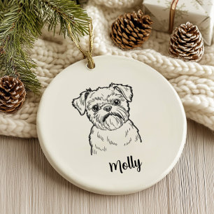 Personalisiertes Brussels Griffon-Hunde-Weihnachte Keramik Ornament
