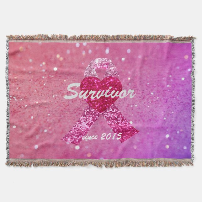 Personalisiertes Brustkrebs-Schein-Rosa-Band Decke (Vorderseite)