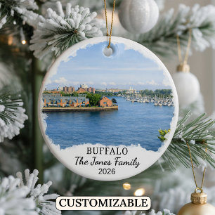 Personalisiertes Buffalo-Ornament, individuelles N Keramik Ornament