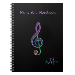 Personalisiertes buntes Musikclef-Notizbuch Notizblock