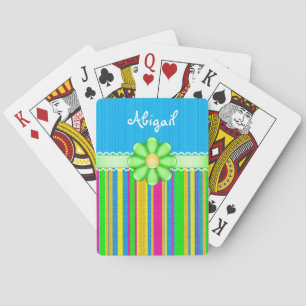 Personalisiertes buntes niedliches Blau mit grüner Spielkarten