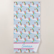Personalisiertes buntes Regenbogenunicorn-Badetuch