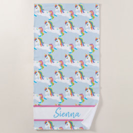 Personalisiertes buntes Regenbogenunicorn-Badetuch Strandtuch
