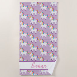 Personalisiertes buntes Regenbogenunicorn-Badetuch Strandtuch
