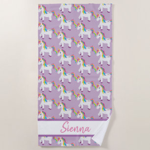 Personalisiertes buntes Regenbogenunicorn-Badetuch Strandtuch