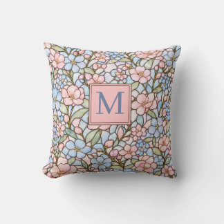 Personalisiertes Buntglas in Pastellrosa und Blau  Kissen