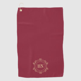 Personalisiertes Burgunder Golfhandtuch mit Initia