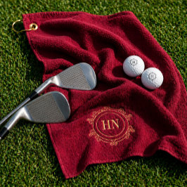 Personalisiertes Burgunder Golfhandtuch mit Initia
