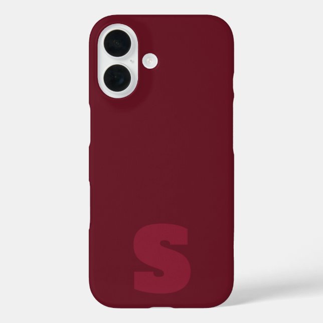 Personalisiertes burgunderrotes initiales iPhone / 16 Hülle (Rückseite)