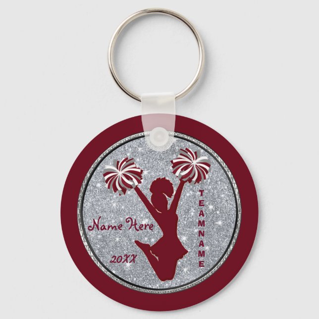 Personalisiertes Burgundy Cheer Geschenke für Chee Schlüsselanhänger (Vorderseite)