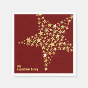 Personalisiertes BURGUNDY Gold Stars Paper Serviette