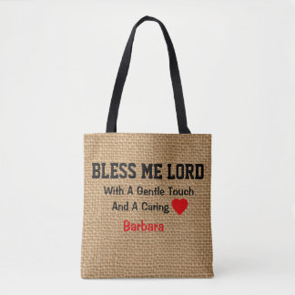 Personalisiertes Burlap Printgebet für Krankenschw Tasche