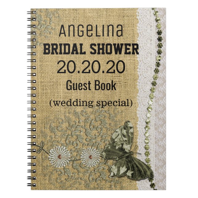Personalisiertes Burlap- und Lace-Image-Brautparty Notizblock (Vorderseite)