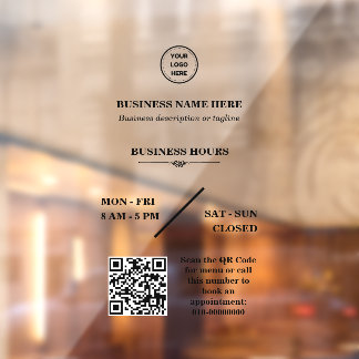 Personalisiertes Business-Logo-Store - Öffnungszei Fensteraufkleber