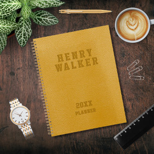Personalisiertes Business mit Gold Vegan Leather Planer