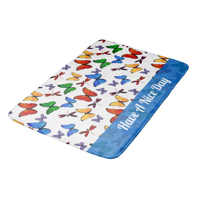 Personalisiertes Butterfly-Gartenmuster Badematte (Schrägansicht)