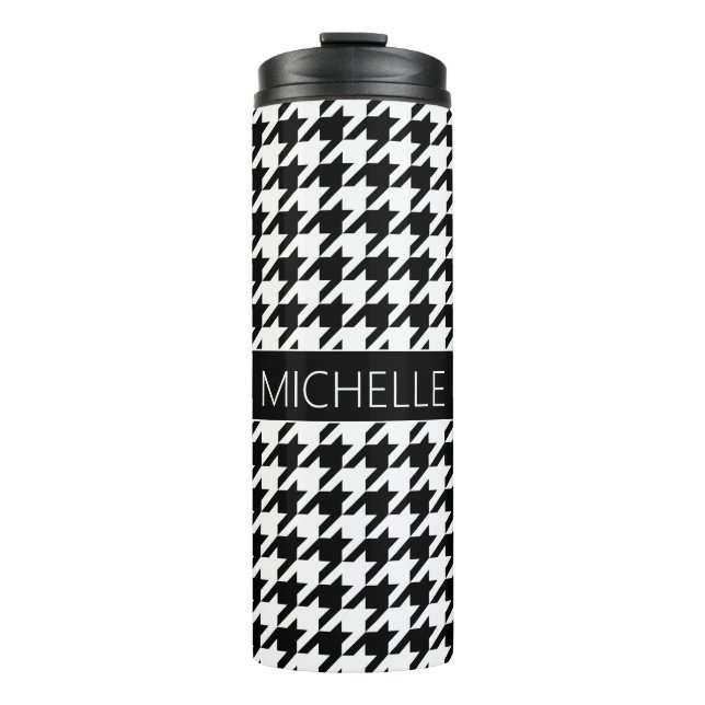 Personalisiertes BW-Hahnentrittmuster Thermosbecher (Vorderseite)