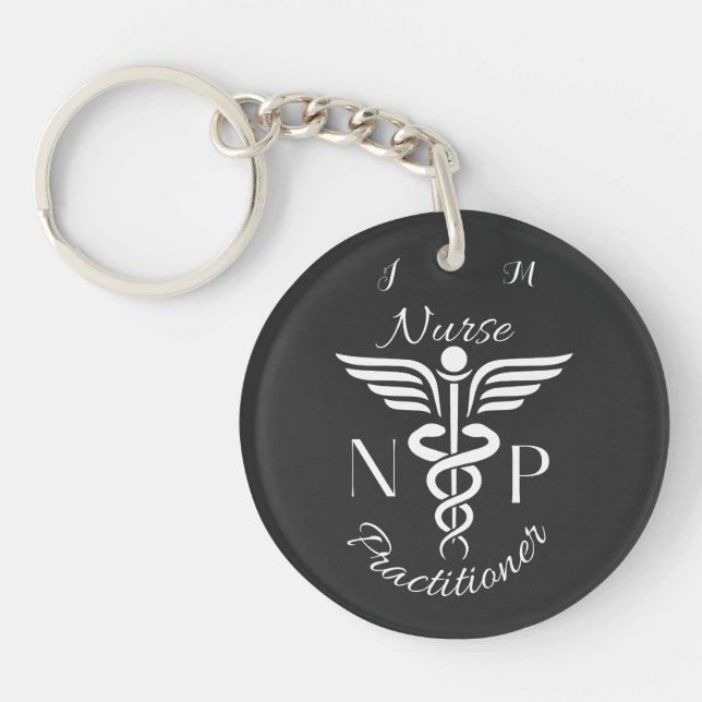 Personalisiertes Caduceus Symbol für Krankenpflege Schlüsselanhänger (Vorderseite)