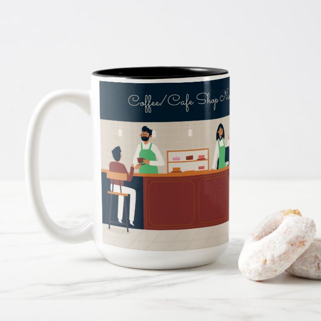 Personalisiertes Café Zweifarbige Tasse (Mit Donut)
